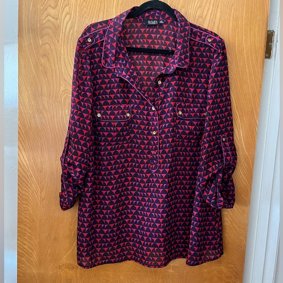 a.n.a Tops - A.N.A multi print pop over shirt 2X